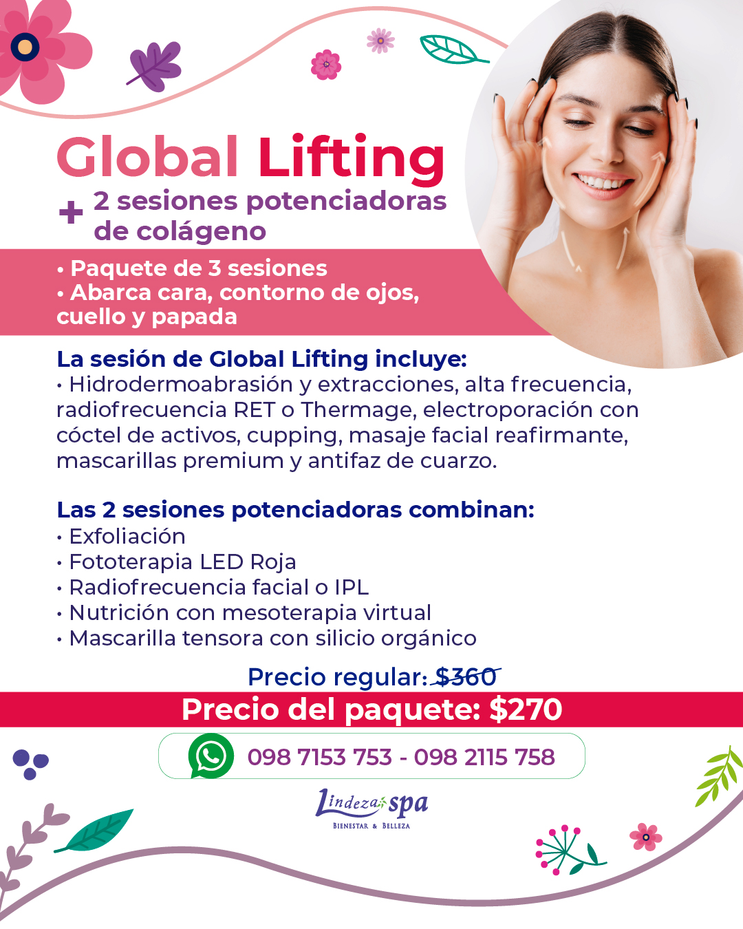 Global Lifting, colageno, spa en Guayaquil, cara caida, lifting facial, rejuvenecimiento facial, sin cirugía, radiofrecuencia facial, thermage lifting, papada
