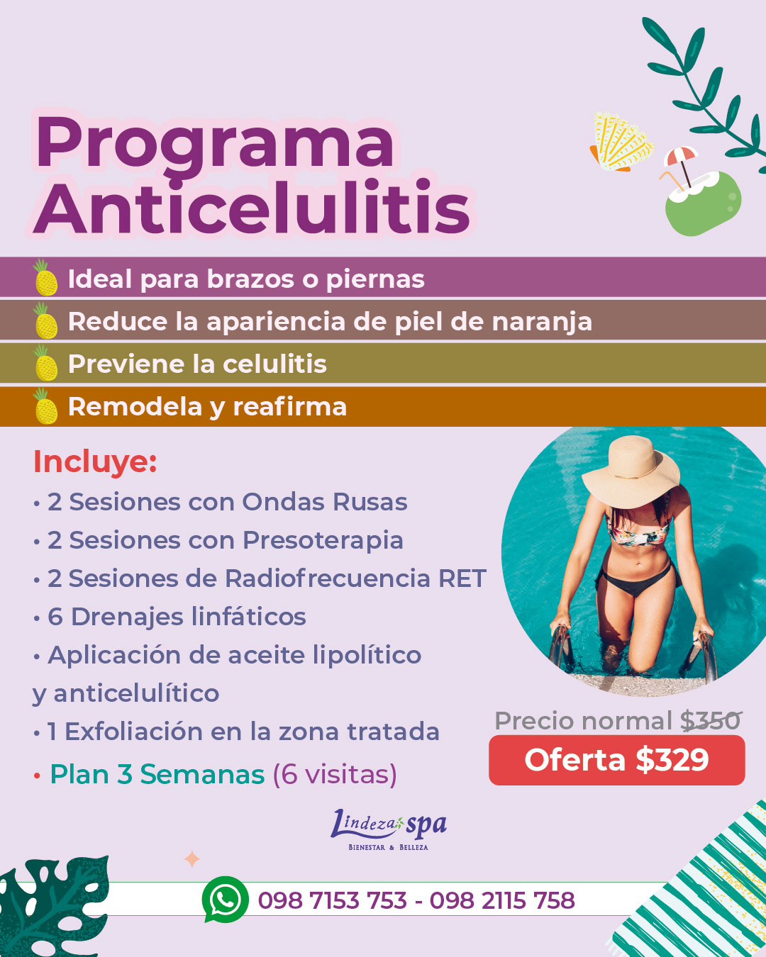 celulitis, anticelulitis, spa en Guayaquil, radiofrecuencia RET, tratamientos corporales, presoterapia, drenajes linfáticos manuales