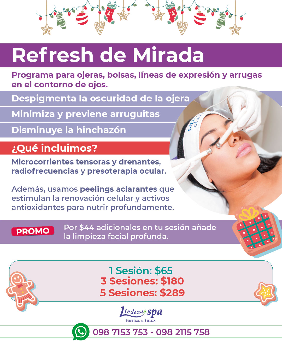 Refresh de mirada, limpieza facial profunda, spa en Guayaquil, cuidado de la piel, piel normal a mixta, skincare, Spa