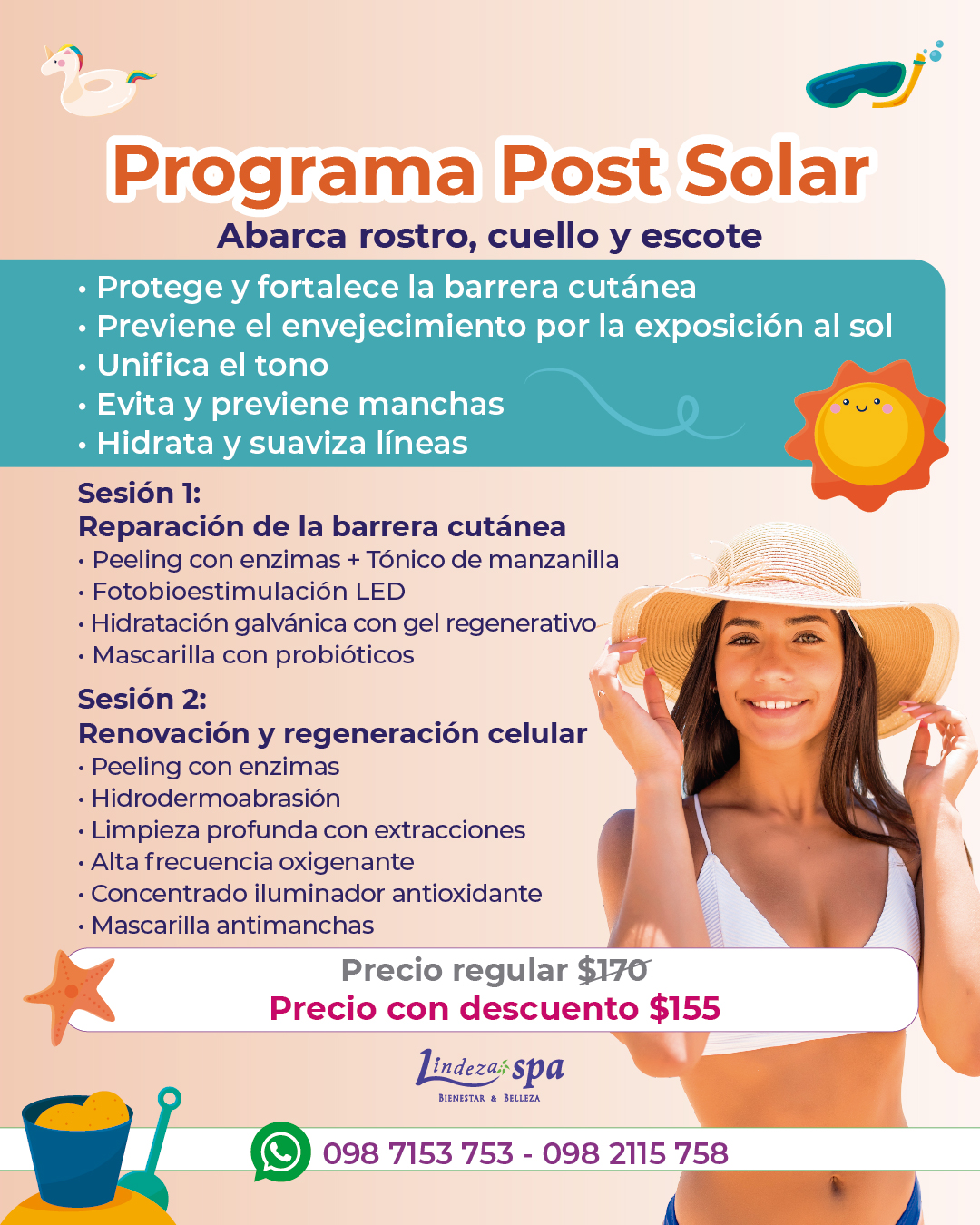 Programa post solar, limpieza facial profunda, hidratación galvánica, spa en Guayaquil, facial, estética, cuidado de la piel, manchas faciales, arrugas, líneas de expresión
