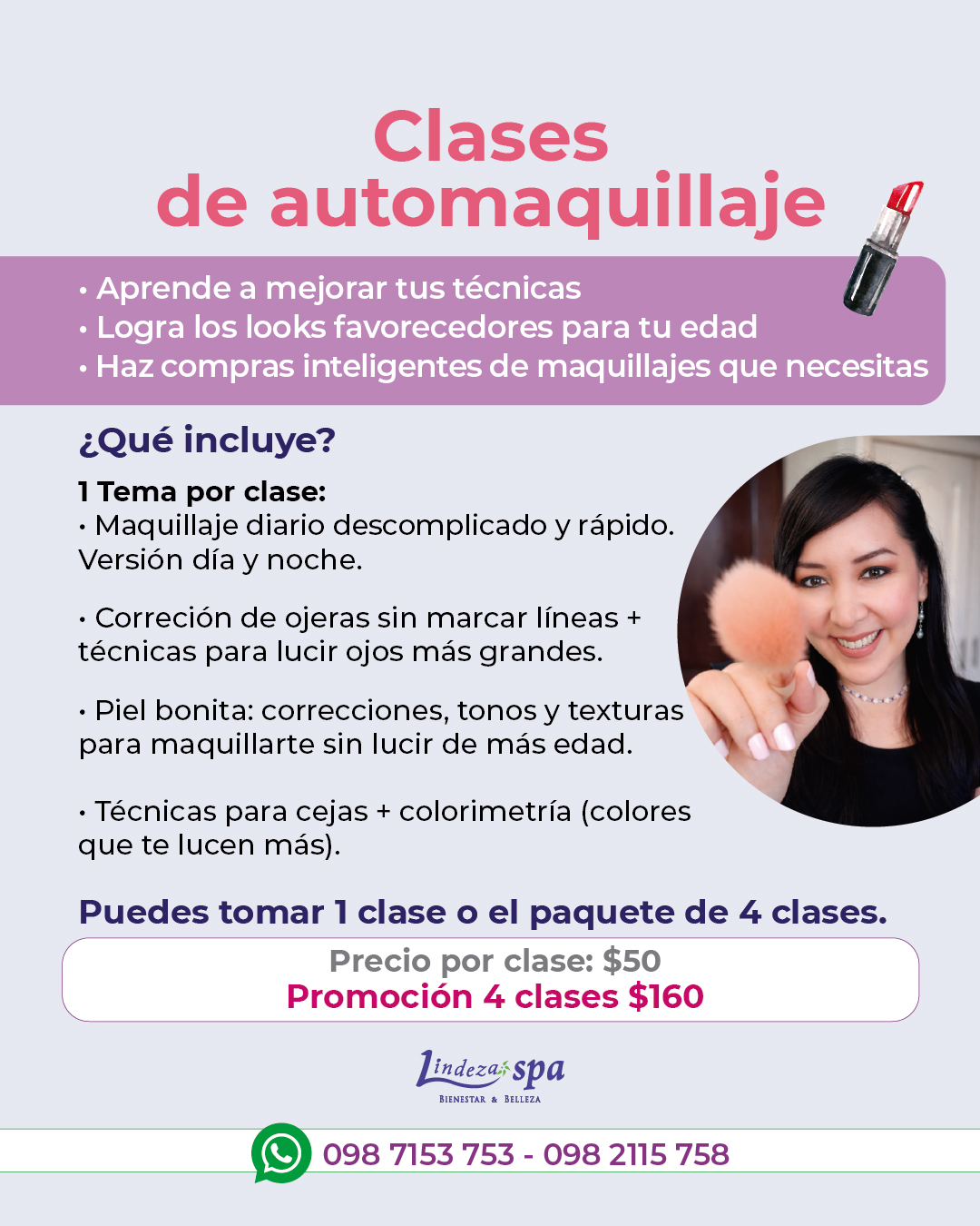 Clases de automaquillaje, taller de maquillaje en Guayaquil, spa en Guayaquil, curso de automaquillaje