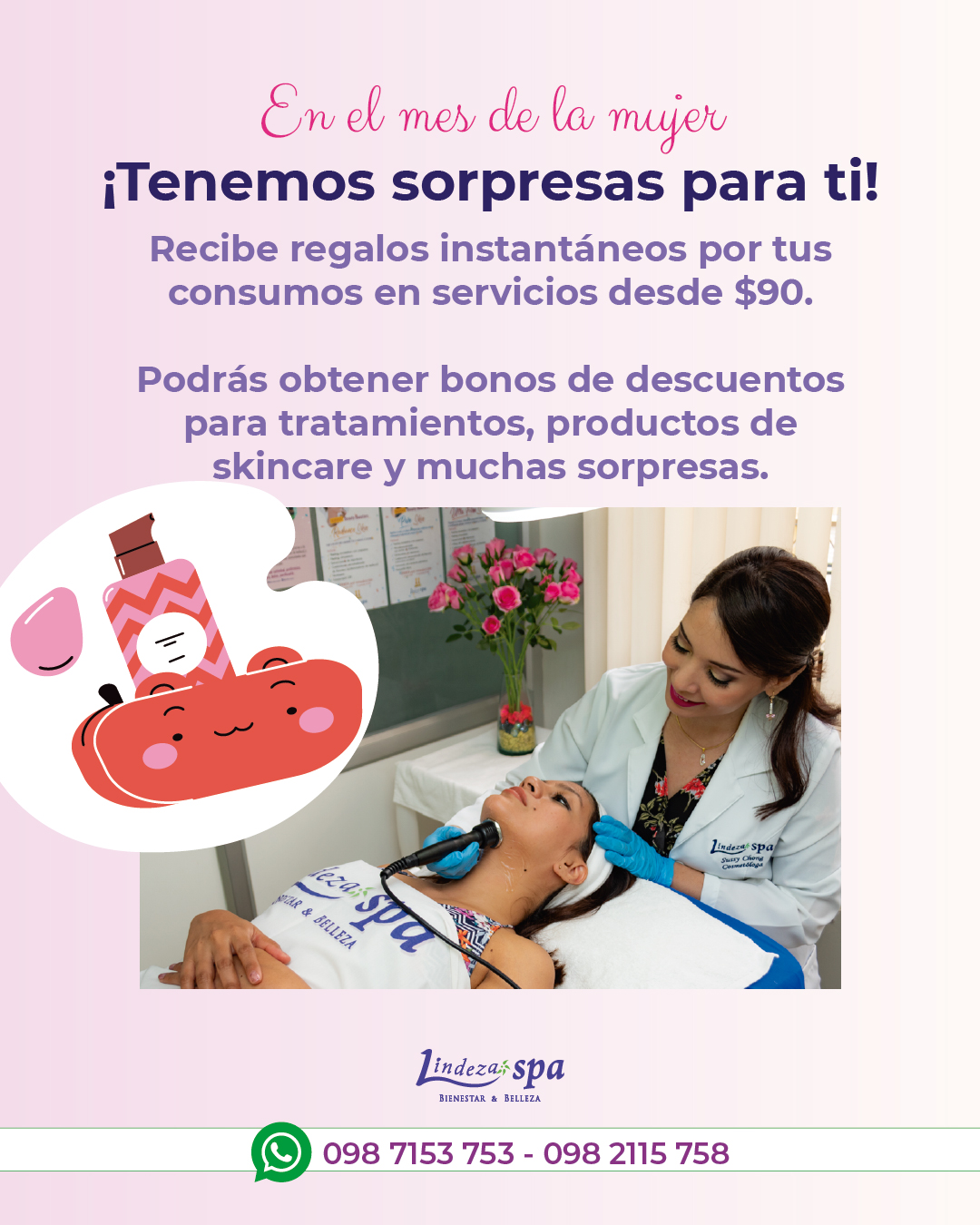 regalos por tus compras, día de la mujer, limpieza facial, spa en Guayaquil