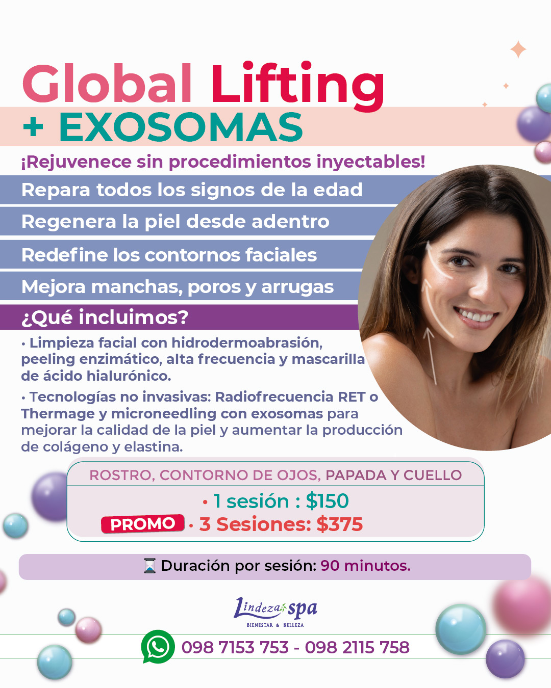 Global Lifting + exosomas, péptidos, facial, limpieza facial, estética en Guayaquil, spa
