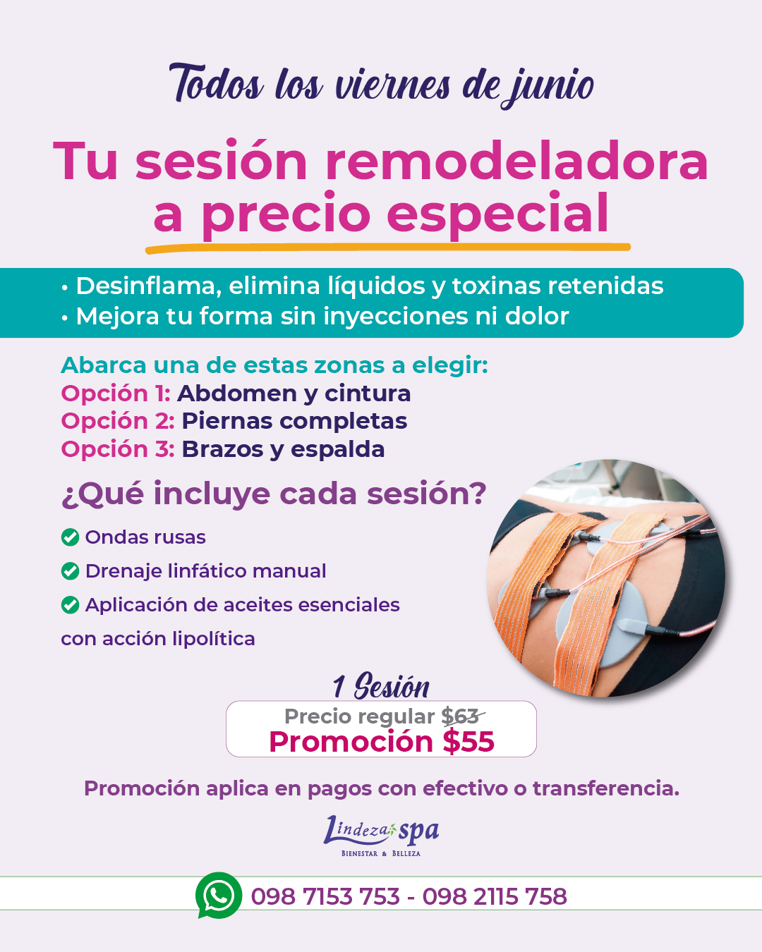 promo de viernes, spa en Guayaquil, Kennedy nueva, ondas rusas, remodelación corporal, reducción, grasa localizada, drenajes linfáticos