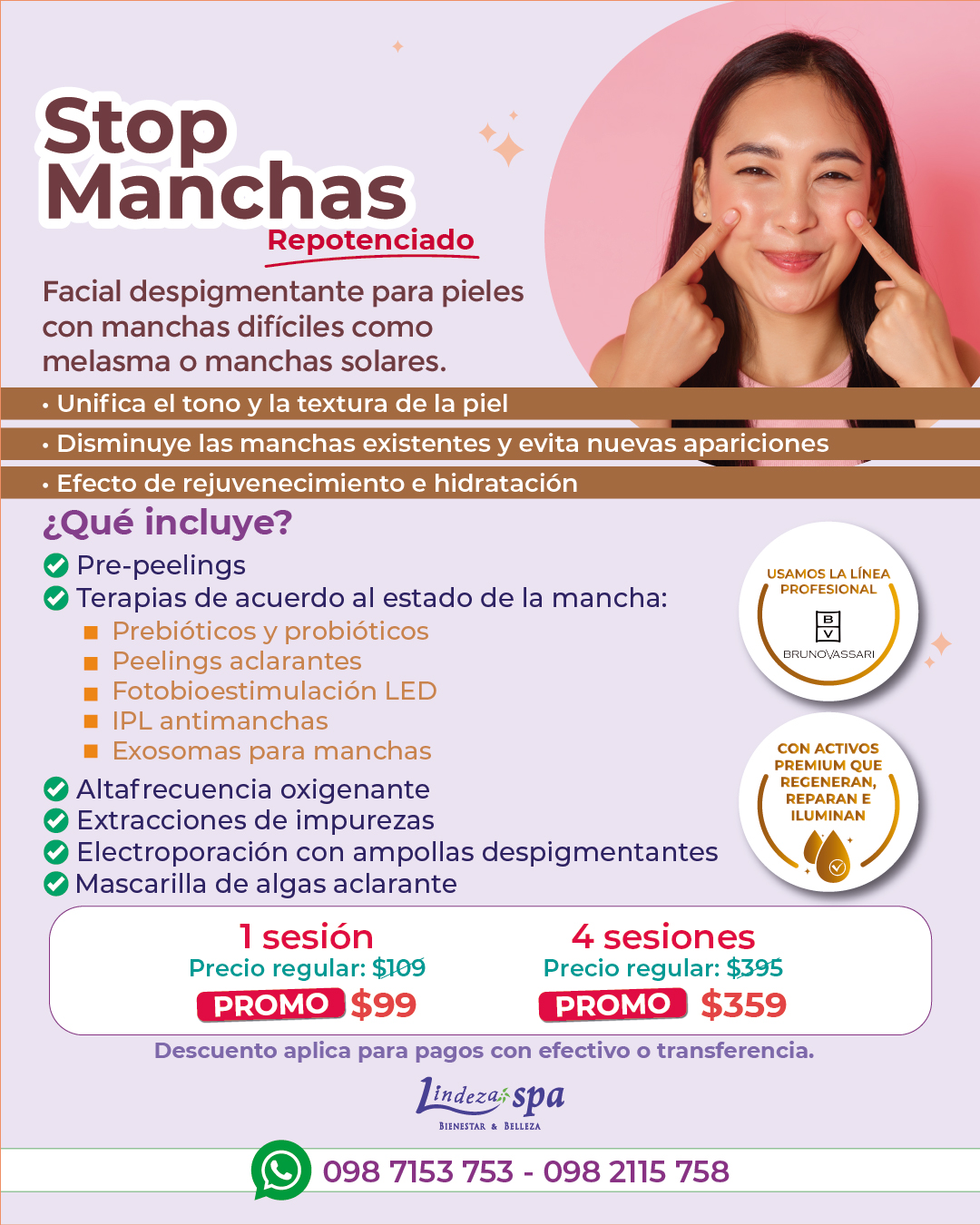Stop Manchas, manchas faciales, melasma, manchas hormonales, spa en Guayaquil, cuidado de la piel, spa en Kennedy Nueva, Lindeza Spa