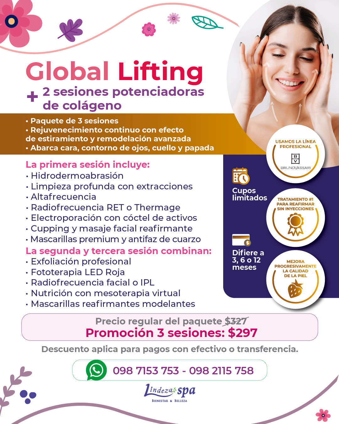 Global lifting, lifting facial sin cirugía, estética facial, limpieza facial profunda, regenera el colágeno, spa en Guayaquil