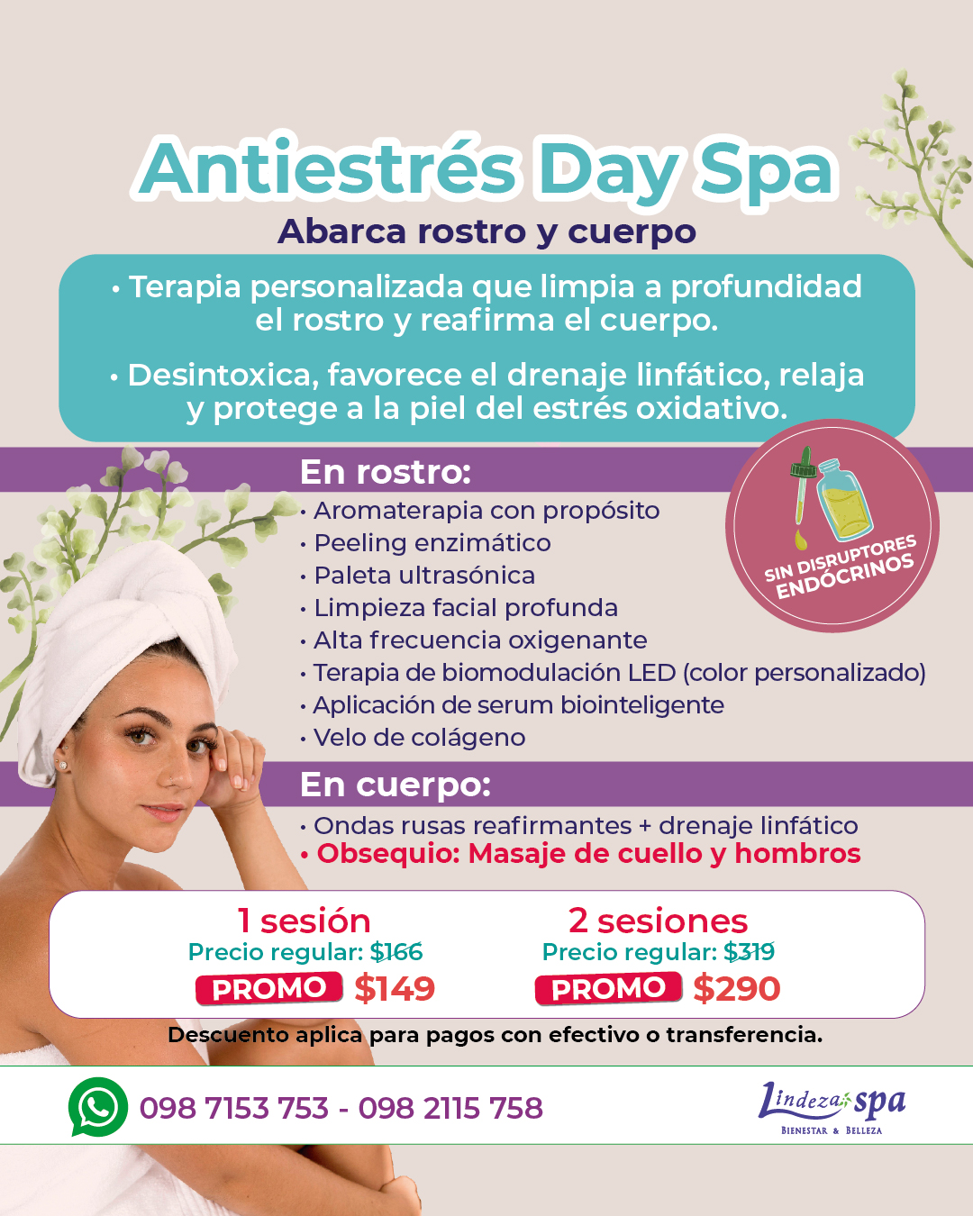 Antiestrés day spa, spa en Guayaquil, cuidado de la piel, skincare Guayaquil, limpieza facial profunda, drenaje linfático, ondas rusas en abdomen, electroestimulación muscular