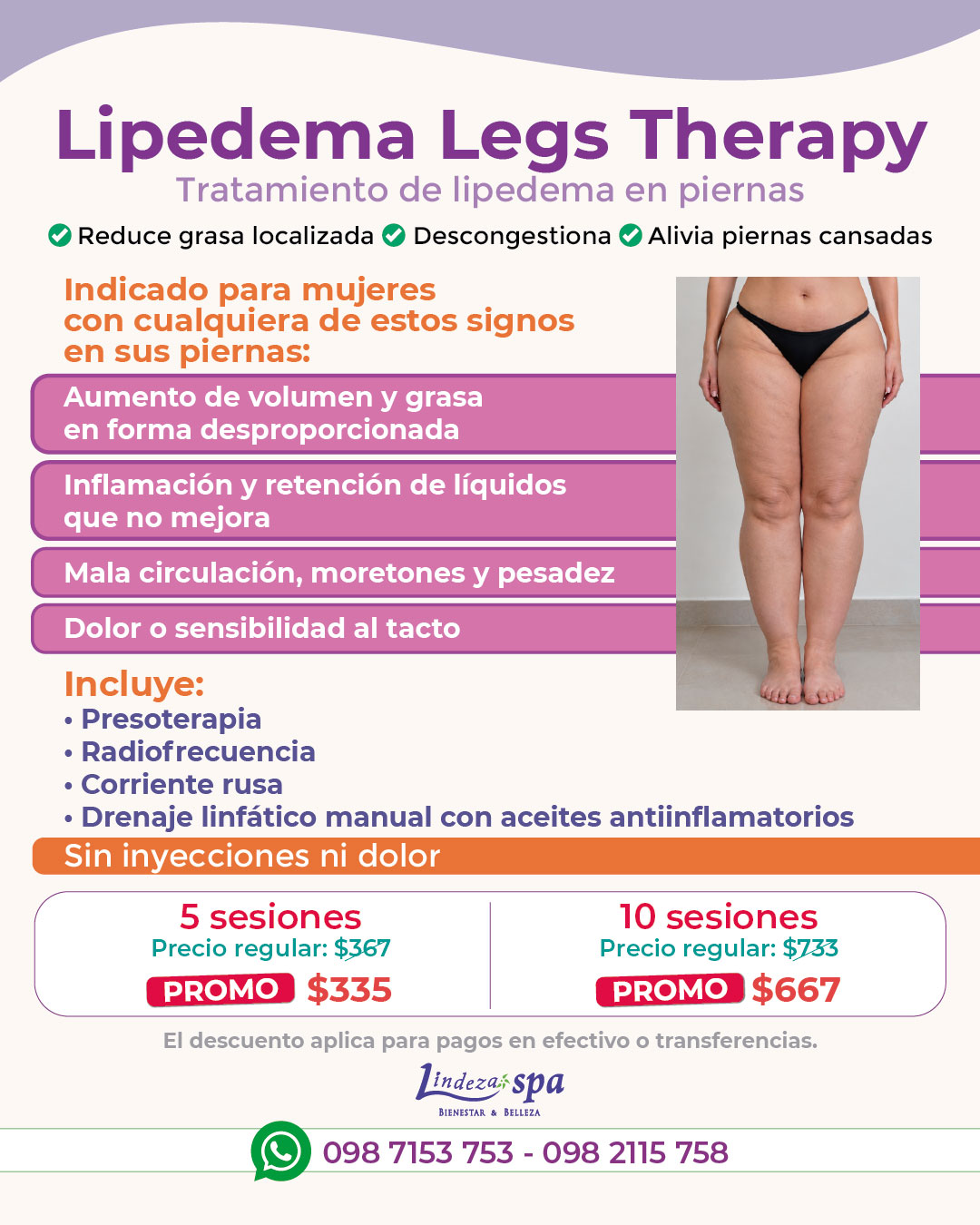 lipedema, tratamiento para lipedema, grasa en las piernas, piernas cansadas, moldeamiento de piernas con lipedema, spa en Guayaquil, Guayaquil